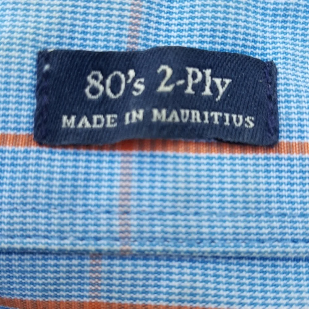 J.CREW Blue w/Orange Windowpane L/S Button-Down Shirt Size 16-16.5